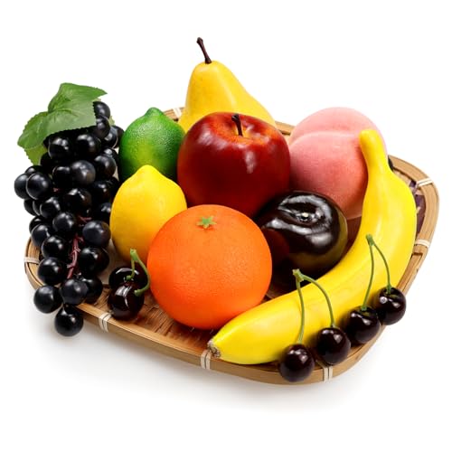 Lorigun Artificial Fruits Set for Decoration Fake Fruits Props,10 Kinds of Fruit (Total 12 Pcs) - color: 12 Pcs Fake Fruit Set-1