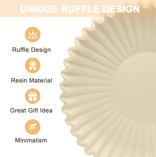 Brown Flat Decor Bowl - 10" Resin Bowls for Entryway Table | Ruffle Bowl, Decor Centerpiece, Large Decor Bowl, Key/Pruse/Coffee Table bowls - color: Brown, size: 10 inch
