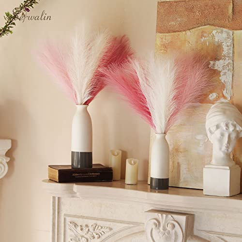 Serwalin 12pcs Pink Pampas Grass, 17.7 Inch Faux Pampas Grass Decor, Artificial Pampas Grass Short Blush Wedding Decoration, Table Centerpieces Party Decor - color: A Blush & Cream & Pink, size: 17 Inch 12 Pcs