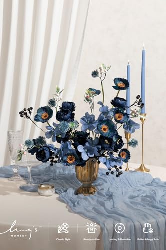 Ling's moment Artificial Greenery Stems Box Set, Faux Greenery Picks for DIY Bridal Bouquets Wedding Floral Arrangement Table Centerpieces, Dutch Blue & Navy Blue & Royal Blue - color: Filler Flower Combo- Dutch Blue & Navy Blue & Royal Blue