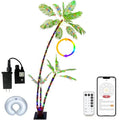 SOSHOT 7FT Lighted Artificial Palm Tree with Three Trunks and 242 LED Lights with Remote Control and App Waterproof for Tiki Bars, Patios,Beaches,Yards Pool, Cruise Party-Warm White to Multicolor - style: 7FT Warm White to Multicolor