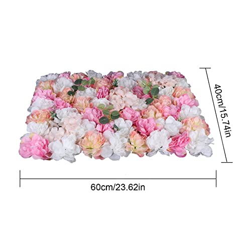 12 Pcs Artificial Flower Wall Panels Silk Dahlia Rose 3D Faux Flower Backdrop Panels Background Decorative for Wedding Celebrations Festive Party Home, 23.62 * 15.74in (Pink-2) - color: Pink-2