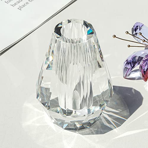 LONGWIN Crystal Artifical Tiger Lily Flowers with Vase - Purple Glass Collectible Figurines for Home and Wedding Decor - color: Purple