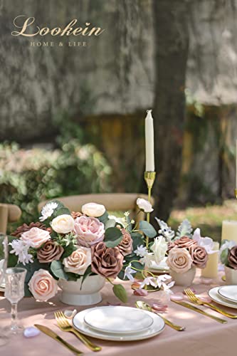 Lookein Artificial Flowers for DIY Wedding Decoration Bridal Bouquet Table Centerpieces Flower Wreaths Aisle Decoration Home Decor, Elegant Dusty Rose - color: Elegant Dusty Rose
