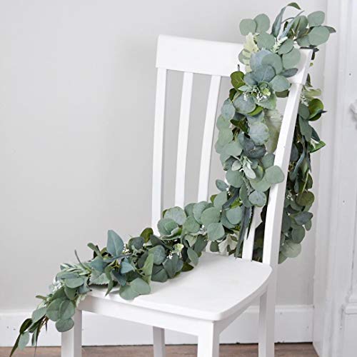 DearHouse 4Pack Artificial Eucalyptus Garland Faux Silk Eucalyptus Leaves Vines Handmade Garland Greenery Wedding Backdrop Arch Wall Decor … - color: Green