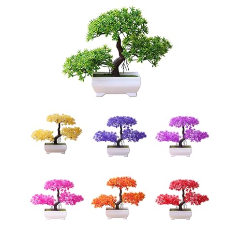 Talent Star Artificial Bonsai Tree Juniper Faux Plants Indoor Small Fake Plants Decor with Pots for Home Table Office Desk Bathroom Shelf Bedroom Living Room Farmhouse Decorations Wedding Tabletop Ye - color: Yellow