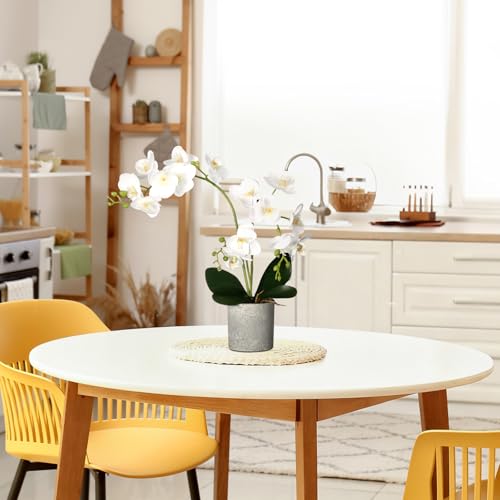 Suncalla 2 Pcs Fake Orchids Flowers in Pot Faux Orchids Artificial Floral Phalaenopsis with Vase for Home Wedding Table Centerpiece Bathroom Indoor Room Office Desk Decoration