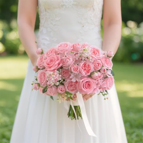 8 Pcs Mixed Artificial Peony Flowers Set-4 Bouquets & 4 Stems, Pink Fake Peony Rose Hydrangea Flowers for Vase Silk Floral Arrangements for Table Centerpiece Wedding Party Bridal Decoration Home Decor - color: Light Pink, size: Mixed 8pcs