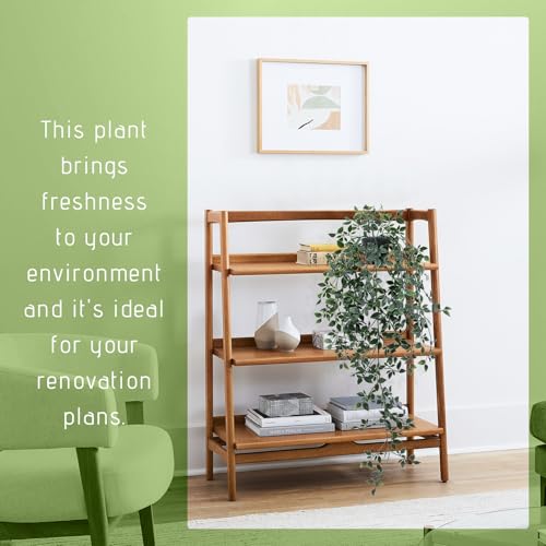 Fake Hanging Plant with Pot Small Artificial Potted Vine Plants 28.7-in Long Faux drooping Foliage Plants for Shelf Home Office Indoor Outdoor Garden Greenery Decor (Black Pot) - color: Mandala