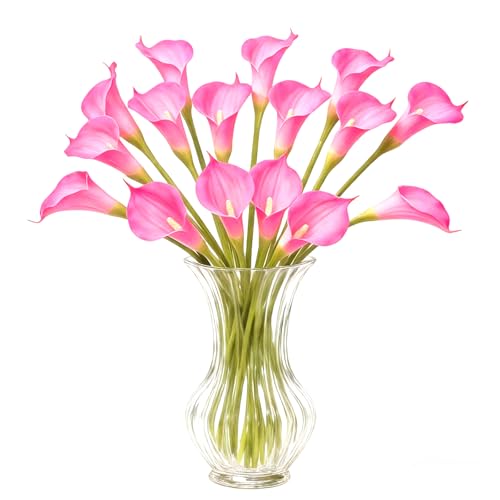Pink Calla Lily Artificial Flowers 22PCS 25" Real Touch Long Stem Faux Calla Lillies for DIY Wedding Bouquet Party Home Decor (Pink) - color: Pink
