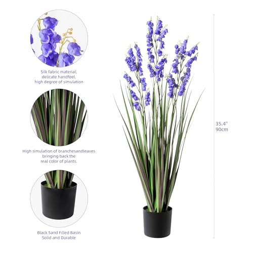 Ttranewsoo Green Onions Home Decor Fake Plants Lily of The Valley Snake Plant Home DéCor Accents Artificial Grass Room Decor Artificial Plants Indoor Artificial Grass 36" 1 Pack(Purple) - color: Violet