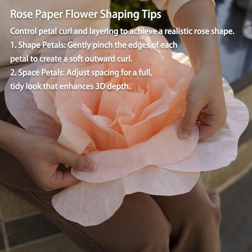 Giant Roses Artificial Flowers for Decoration with Stand,Oversized Handmade Paper Rose Decoration for Wedding,Party,Window Display,Photography Prop,Valentine’s Day & Event Decor(Champagne) - color: Champagne