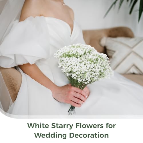 150 PCS Babys Breath Artificial Flowers, 11.4inch White Starry Flower for Wedding Decoration, AReal Touch Faux Babies Breath Gypsophila Bouquet for Wedding Floral Arrangement Party Home Decor