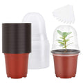 MIXC Plant Nursery Pots with Humidity Dome 4" Soft Transparent Plastic Gardening Pot Planting Containers Cups Planter Small Starter Seed Starting Trays for Seedling with 10pcs Plant Labels，30 Sets - color: Red, size: 4 Inch-with Lid