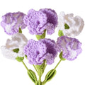 6Pcs Handmade Carnation Crochet Flower Bouquet, Completed Carnations Artificial Flower, Carnation Flower Wedding Bouquet (Purple) - color: Purple