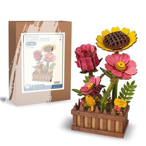 3D Wooden Flower Puzzle for Adults, Wooden Wildflower Bouquet Model Building Kit, DIY Artificial Floral Stem for Home Decor, Unique Birthday for Women, Mom & Teens