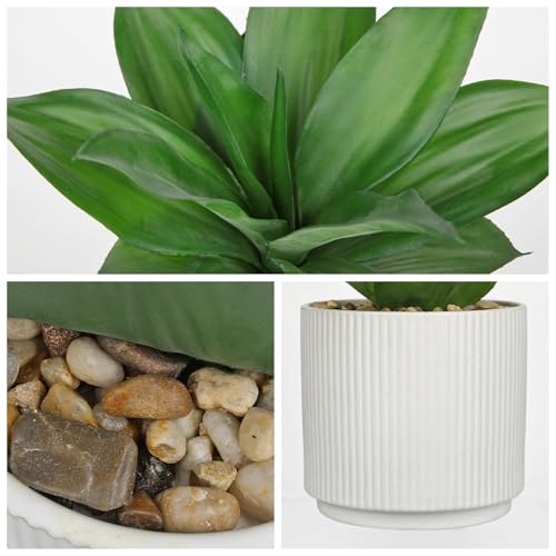 Hollyone Artificial Agave Plants Fake Succulent Agave Plant Potted in White Pot Succulents Aloe Plant for Desk Modern Office Living Room Table Shelf Home Indoor Outdoor Decor - color: Style 4