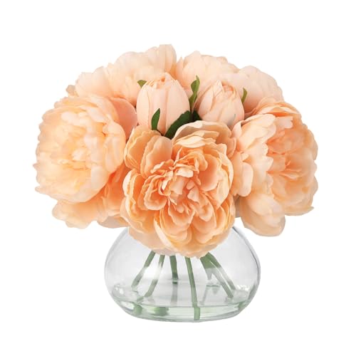 GarveeHome Artificial Peony Flower, Faux Peony Flowers Stems for Vase, Silk Fake Flowers for Home Table Office Wedding Party Decor (Peony, Champagne) - color: Peony, Champagne
