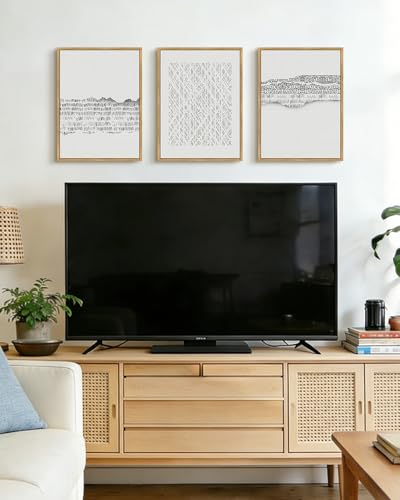 PHOPAGO Gray Abstract Framed Wall Art Mid Century Minimalist Wooden Pastel Boho Wall Decor Modern Neutral Farmhouse Rustic Art Decor - 11x14in Natural Framed - color: Gray Abstract, size: 14L" x 11W" x 3 Pcs Natural