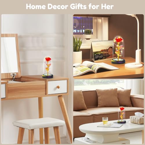 Otlonpe Mothers Day Flowers Gifts for Mom from Daughter Son, Preserved Forever Glass Light Up Rose Gifts for Grandma Wife Women Girlfriend Sister, Teacher Appreciation Graduation Gift for Her (Red) - color: Red