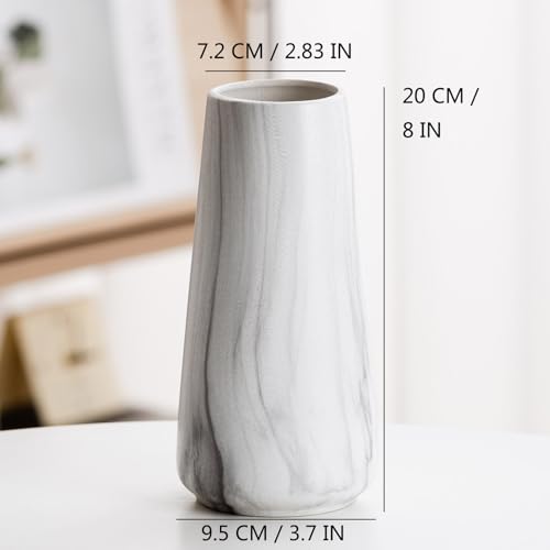 Marble White Vase - 8" Big White Ceramic vase for Flower, Boho Vases for Pampas Grass, Minimalist Modern vases for Home Decor, Table Shelf Living Room Farmhouse Decor - color: Marble White, size: Big
