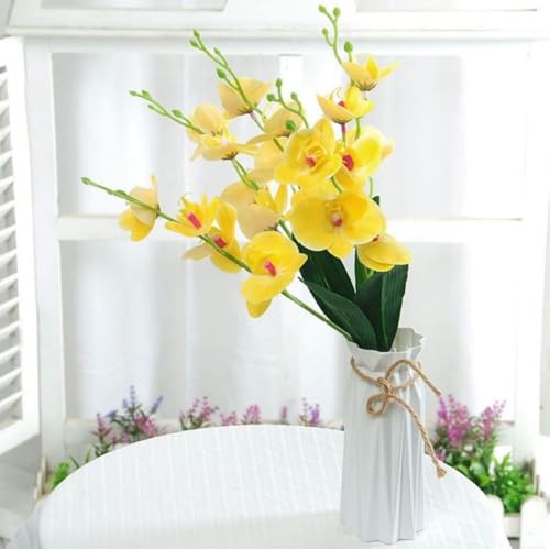 Corkwaw 50 Pcs Orchid Petals Artificial Decorations Orchids Heads Flowers Faux Silk Phalaenopsis Butterfly Flower Heads for Handmade DIY Home Wedding Party Decoration (Yellow) - color: Yellow