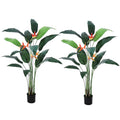 Artificial Bird of Paradise Tree 6 ft(72 in) Fake Palm Tree for Indoor Outdoor Modern Decor Faux Plants for Home Office Perfect Housewarming Gift with 14 Trunks Faux Leaves and 3 Flowers 2 Pack