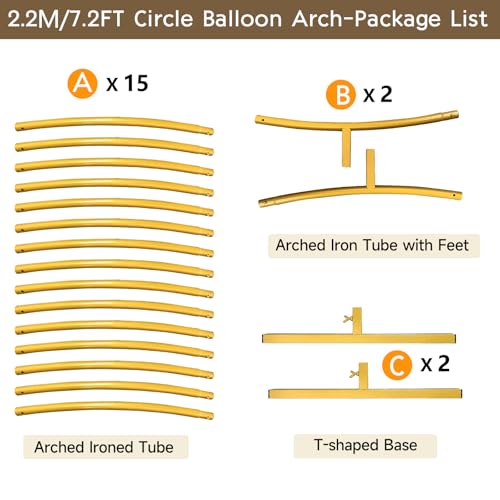 7.2ft Round Backdrop Stand Circle Gold Balloon Arch Metal Wedding Backdrop Ring Stand Frame for Party Birthday Baby Shower Flower Decorations Ceremony Anniversary Bridal - size: 7.2FT
