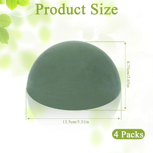 Round Foam for Flower Arrangements, 4 Pack 5.3"W x 2.7"H Floral Dry Foam Blocks Half Ball for Outdoor Planters Artificial Flowers Fake Plant Wedding and Garden Decorations