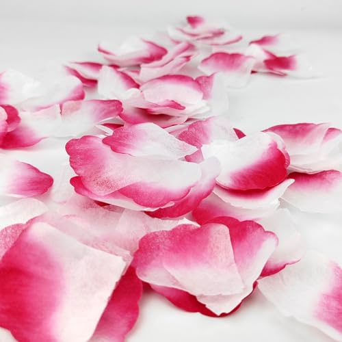 JHFGJGH 500 Pcs Exquisite Red&White Rose Petals, Emulation Silk Rose Petals, Artificial Flower Petals for Romantic Nights, Weddings, Events, and Valentine's Day Deco (Red&White) - color: Red&white