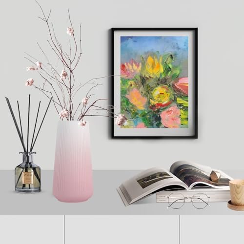 Gradient Pink Ceramic Vase, GUKJOB Cute Flower Vase for Pampas Grass, Home, Living Room, Dining Table, Farmhouse, Office Decor, Bedroom, Table, and Kitchen Shelf (XL Gradient Pink) - color: XL Gradient Pink
