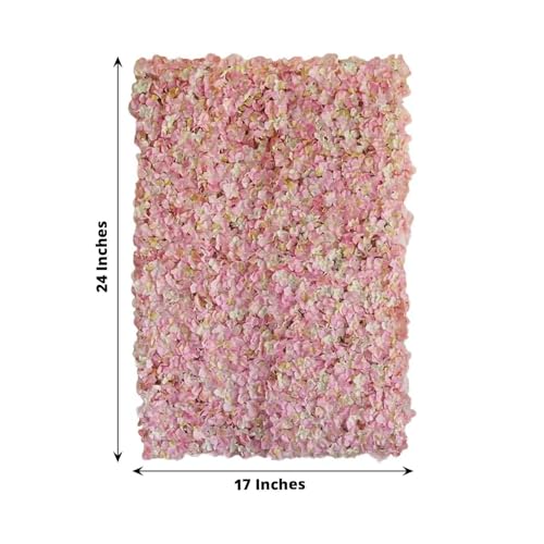 Efavormart 11 Sq ft. | Pink/Cream UV Protected Hydrangea Flower Wall Mat Backdrop - 4 Artificial Panels - color: Pink