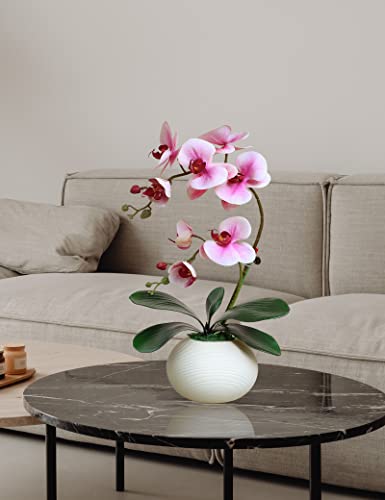 Forlaoers 17" Tall Purple Phalaenopsis Orchid Artificial Flowers Included Vase Faux Plant Potted for Indoor Home Decor Office Bathroom Wedding Decoration Table Centerpiece Arrangements Ornaments - color: A3:purple Orchid With Vase