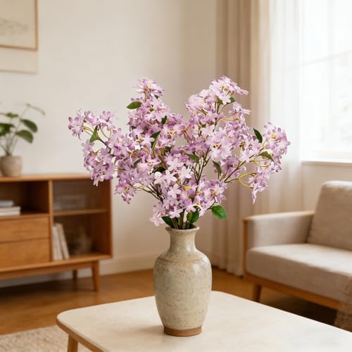 4PCS 35.4inch Lilac Artificial Flowers Light Purple Fake Delphinium Long Stem Silk Real Touch Flower Faux Lilac Floral Arrangement for Tall Vase Table Wedding Garden Home Decoration（Light Purple） - color: 35.4inch Light Purple