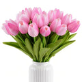 Artificial Tulips Bridal Wedding Festival Decor Bouquet Real Touch PU Flower Bouquet Pack of 20 (Pink) - color: Pink