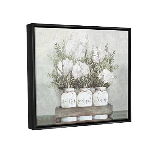 'Pristine Hydrangea Bouquet Sentiments'| Floating Frame Canvas Art | Stupell Industries | Black, 31 x 25 Inches, Easy to Hang and Sturdy, Made in USA, by Dogwood Portfolio - color: Jet Black (Matte), size: 30"L x 24"W