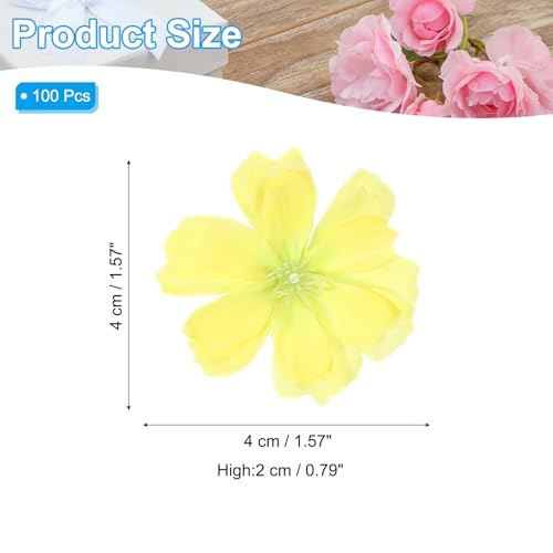 PATIKIL 100 Pcs Fake Silk Flower Heads, 1.6 Inch Artificial Cherry Blossom Faux Flower Heads for DIY Craft Wedding Party Home Wreath Decoration, Yellow - color: Yellow