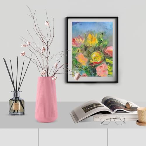 All Pink Ceramic Vase, GUKJOB Small Cute Flower Vase for Pampas Grass, Home, Living Room, Dining Table, Farmhouse, Office Decor, Bedroom, Table, and Kitchen Shelf (All Pink) - color: Small All Pink