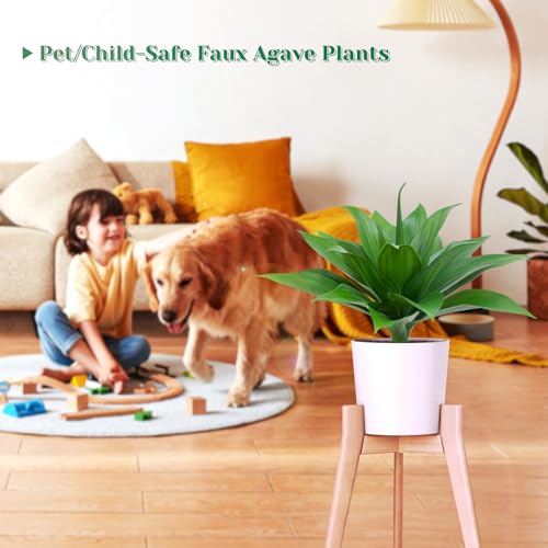 2 Pack 16 Inch Artificial Agave Plant - Large Faux Succulent Steams for Indoor Outdoor Decorating, UV Resistant Realistic Tropical Greenery for Garden Front Porch Aesthetic Decor - 18 Leaves, Green - color: Green, size: 16"- 2pcs