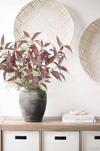 Briful Faux Fall Stems Eucalyptus Stems with Seeds Realistic Artificial Branches for Vase 3PCS Faux Greenery Stems DIY Floral Arrangement for Vase Home Decor Farmhouse Wedding Centrepieces - color: Red