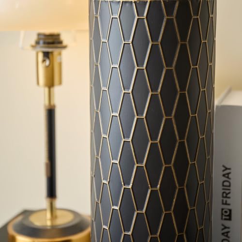 Tall Floor Vases Set of 3, Black Gold Decorative Metal Standing Vases with Honeycomb Pattern, Large Vase for Living Room, Entryway, Fireplace & Corner Home Decor - color: Black Gold