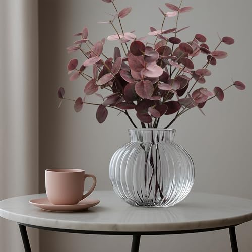 6pcs Real Touch Artificial Eucalyptus Stems Dual-Sided Lifelike Leaves Fake Eucalyptus Plants for Wedding Flower Arrangement Centerpiece Bouquet Home Office Decor(Purple) - color: Purple