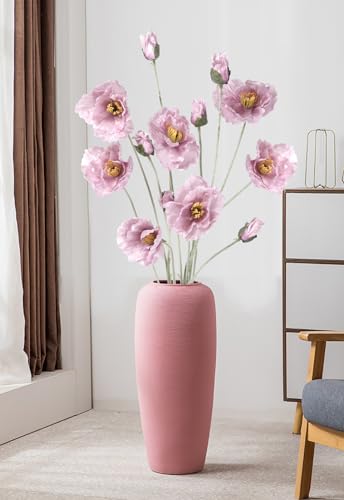 Faux Poppy Flowers,6PCS Purple Poppy Silk Flowers 35.43in Long Stem Artificial Poppies for Tall Vase Wedding Party Home Decor(Light Purple) - color: Light Purple