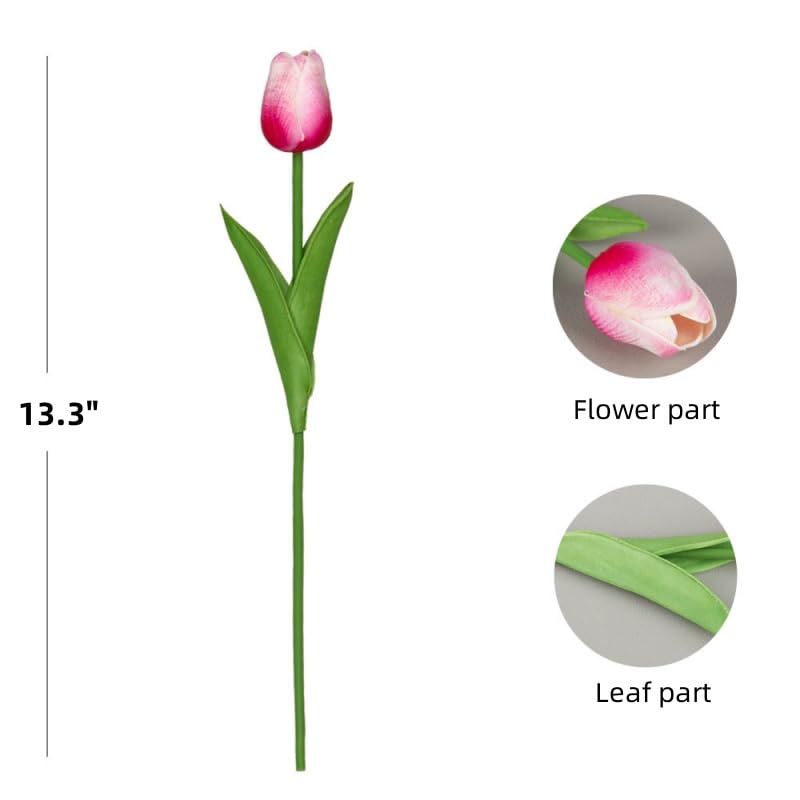 Artificial Flowers Tulips Fake Flowers Real Touch Latex Tulips Faux Flowers Bouquet for Wedding Party Arrangements Home Decor and Baby Shower Centerpieces (10, Pink) - color: Pink