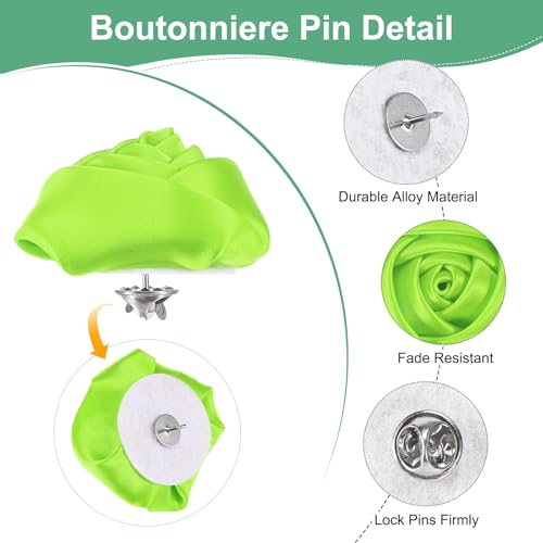 M METERXITY 16-Pack Lapel Pin for Men, Handmade Flower Brooch Button Pins for Men Suits, Formal Boutonnieres for Wedding/Groom/Corsage - color: Green