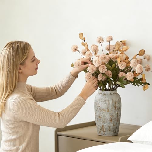Artificial Petunia Arrangement,Weather Resistant Polyester, 12Bundles Artificial Fake Flowers, Indoor Outdoor Hanging Basket for Home Patio Garden (Autumn White+Earthy Yellow Eucalyptus) - color: Autumn White+earthy Yellow Eucalyptus
