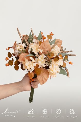 Ling's moment Artificial Greenery Stems Box Set, Faux Greenery Picks for DIY Bridal Bouquets Wedding Floral Arrangement Table Centerpieces, Burnt Orange & Cream - color: Season Combo- Early Autumn in Ivy