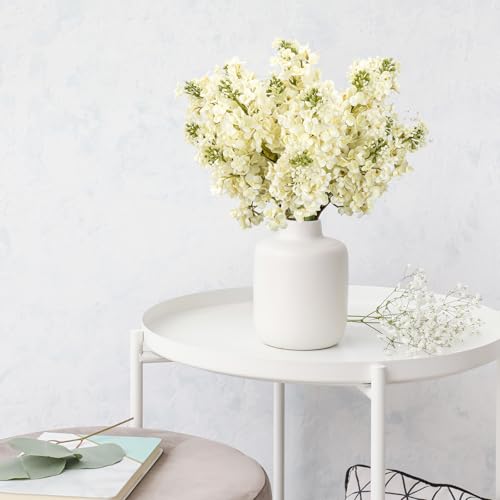 4PCS 25.6inch Lilac Artificial Flowers White Fake Delphinium Long Stem Silk Real Touch Flower Faux Lilac Floral Arrangement for Tall Vase Table Centerpieces Wedding Garden Home Decoration（White） - color: 25.6inch White