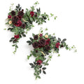 Ling's moment 2PCS Burgundy Artificial Floral Swags Wedding Arch Flowers Table Centerpieces Dark Red Rose Garland Wine Red for Sweetheart Head Table Easel Wall Entryway Board Backdrop - color: Red-bordeaux Red