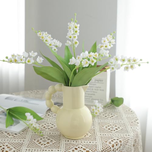 NatureMan 6 Branch Lily of The Valley Artificial Flowers,Simulation Lily of The Valley Silk Flower,Outdoor Bridal Wedding Bouquet for Home Garden Party Wedding Decoration